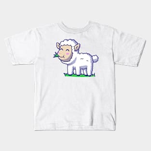 Cute Sheep Eating Grass Cartoon Vector Icon Illustration Kids T-Shirt